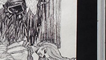 An original pen & ink pict, gothic art, located in the surreal galleries.