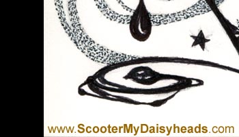 A doodle torn from the artist sketchbook and put on display in the online art portfolio.