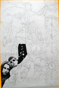 Surreal black and white art by an American artist.