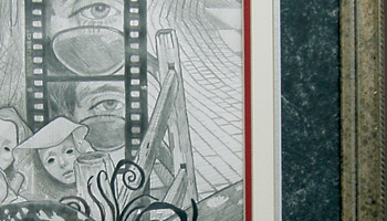 Black & white original art in the woodcut engraving style.