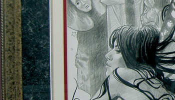 Original artist sketches on display throughout the online drawing gallery.