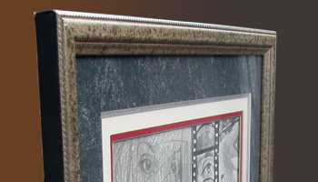 A close-up view of an original piece of unicorn artwork that is for sale.